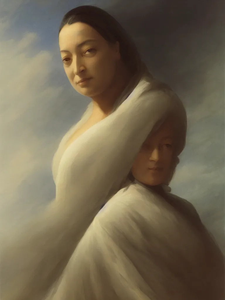 Prompt: minimalist symmetrical futuristic zaha hadid android portrait painting by ivan aivazovsky