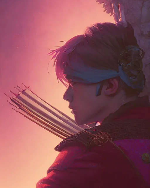 Image similar to highly detailed surreal vfx portrait of a nowpunk samurai, stephen bliss, unreal engine, greg rutkowski, loish, rhads, beeple, makoto shinkai and lois van baarle, ilya kuvshinov, rossdraws, tom bagshaw, alphonse mucha, global illumination, detailed and intricate environment