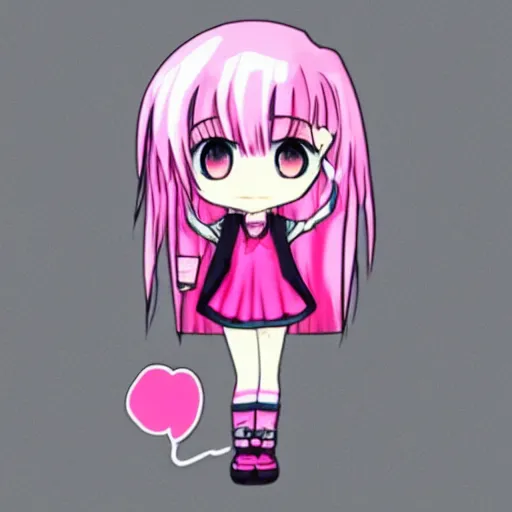 Image similar to a chibi anime girl with pink hair cute