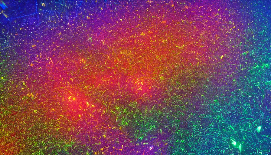 Image similar to Extremely detailed beautiful ultra wide-angle super-resolution microscopy image of micro detailed neurons visible to the horizon, shallow depth of field, photoreal, vivid colors, micro details, chromatic abberation, 8k, 3d sculpture, unreal engine, Dan Mumford