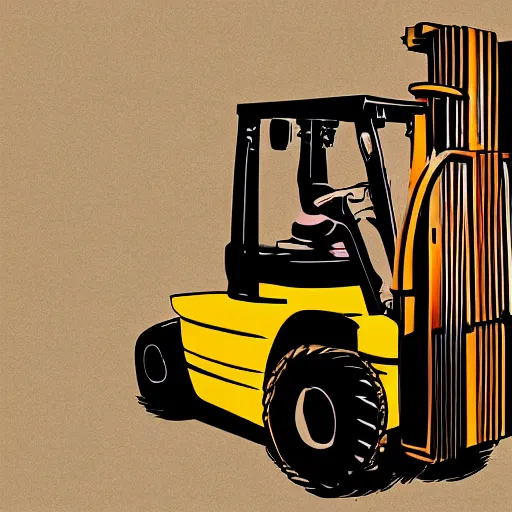 Image similar to fancy picture of a forklift in a cyper punk setting