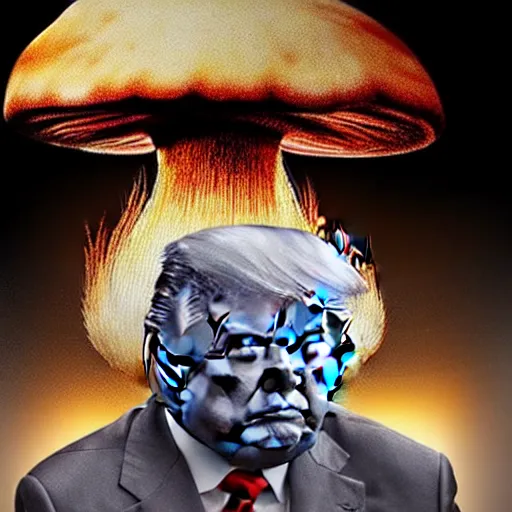 Image similar to a nuclear mushroom cloud with donald trumps face on it. portrait, intricate, highly detailed, concept art, smooth, sharp focus, illustration, medium shot, mid - shot