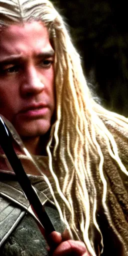 Image similar to Film still of Denzel Washington as Legolas in the movie Lord of the Rings