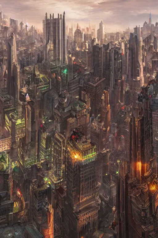 Image similar to gigantic city, adorned pillars, towers, landscape, alex ross, neal Adams, david finch, concept art, matte painting, highly detailed, rule of thirds, dynamic lighting, cinematic, detailed, denoised, centerd