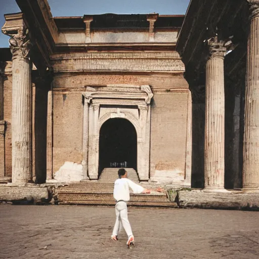 Image similar to portra 800 street photography in ancient Rome