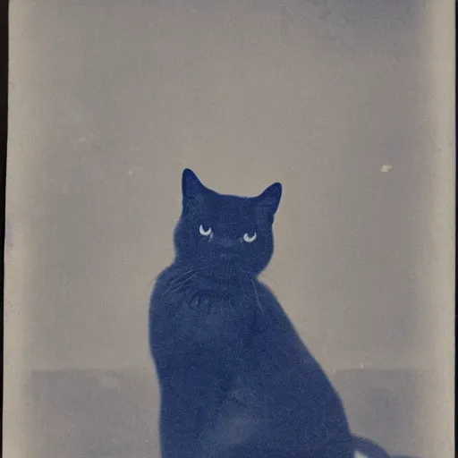 Image similar to a cat that is sitting on the ground, a silk screen by josef jackerson, featured on flickr, fluxus, cyanotype, ambrotype, calotype