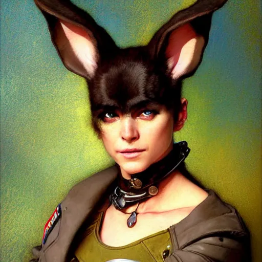 Prompt: portrait of a female furry bunny in a police uniform. shadowrun furaffiniy cyberpunk fantasy highly detailed painting by gaston bussiere craig mullins jc leyendecker gustav klimt artgerm greg rutkowski john berkey, bergey, craig mullins, ruan jia, raymond swanland, jeremy mann, tom lovell, alex malveda