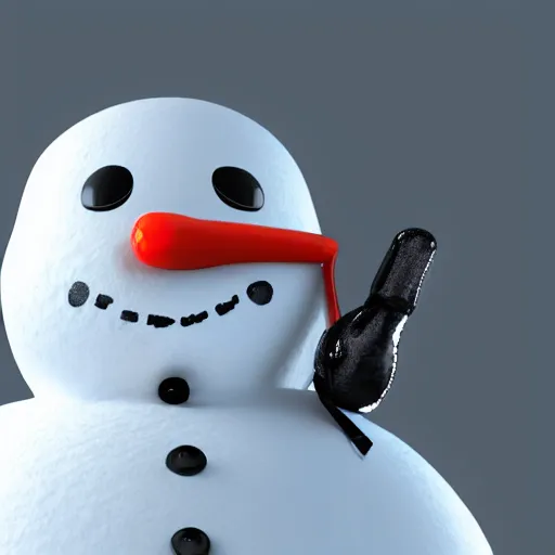 Prompt: a highly detailed humanoid snowman in business suit with black eyes and mouth, no nose, hyperrealism, professional, octane render