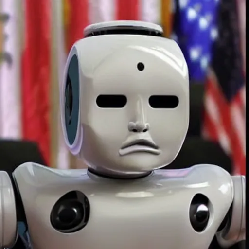 Prompt: ultra realistic robot donald trump crying