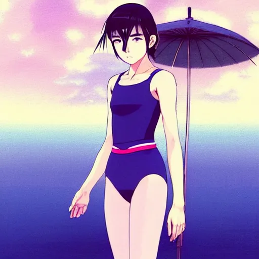 Image similar to a beautiful boyish japanese emma watson alluring instagram model, wearing elegant japanese hiphop leotard outfit with subtle mayan patterns and native fashion, aztec street fashion bathing suit, jrpg fashion, gapmoe yandere grimdark, trending on pixiv fanbox, painted by greg rutkowski makoto shinkai takashi takeuchi studio ghibli, akihiko yoshida