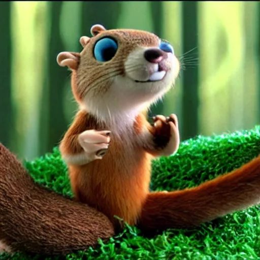 Image similar to cute claymation squirel over the hedge ice age