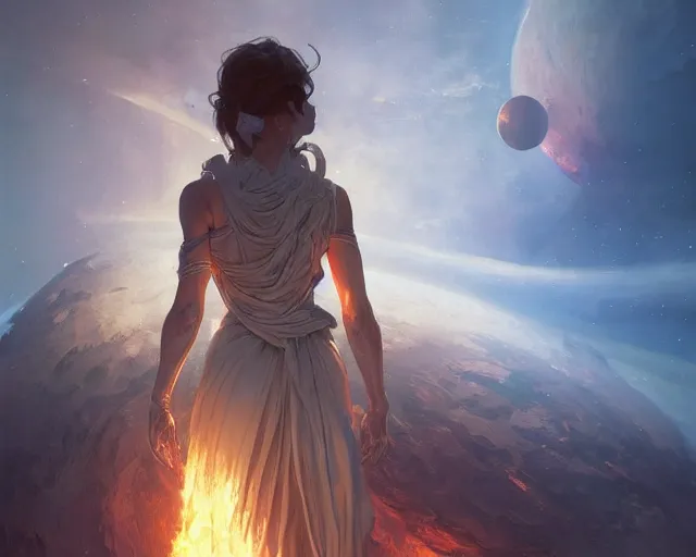 Prompt: photography of this planet being burned and destroyed by one man, deep focus, intricate, elegant, highly detailed, digital painting, artstation, concept art, matte, sharp focus, illustration, art by artgerm and greg rutkowski and alphonse mucha