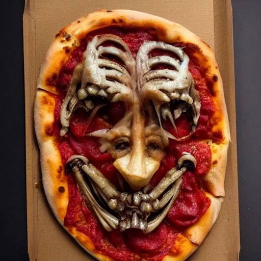 Image similar to photo of pizza in the style of hr giger,