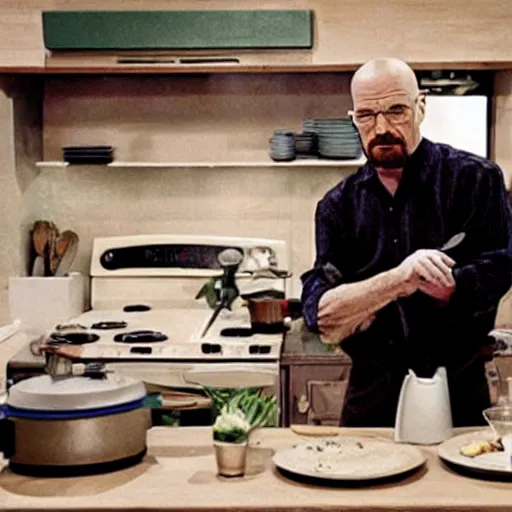 Prompt: walter white cooking show