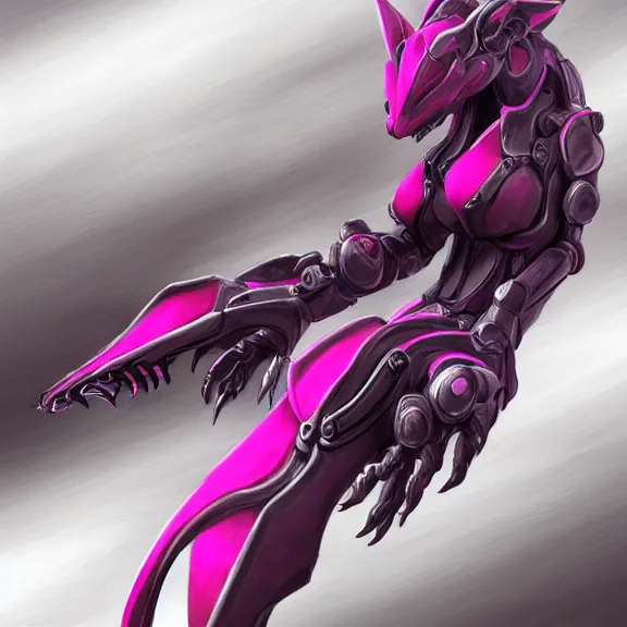 Image similar to very close up foot pov shot, hyperdetailed elegant beautiful stunning, anthropomorphic mecha female dragon, showing detailed dragon paws to camera, sharp claws, soft pads, sharp silver armor, fuchsia skin, anthro dragon art, warframe destiny fanart, furry paws furry, furaffinity, deviantart, octane, ekasportal