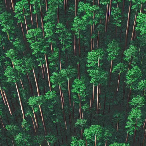 Image similar to a digitally stenciled forest from a high angle artstation painted thick forest michael menzel