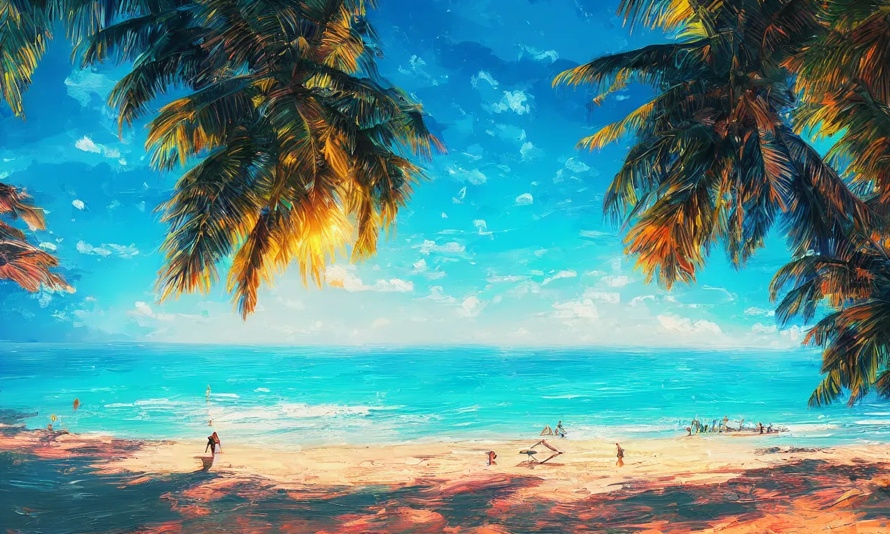 Image similar to paradise beach by alena aenami artworks in 4 k