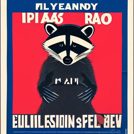 Image similar to Propaganda poster of an evil raccoon