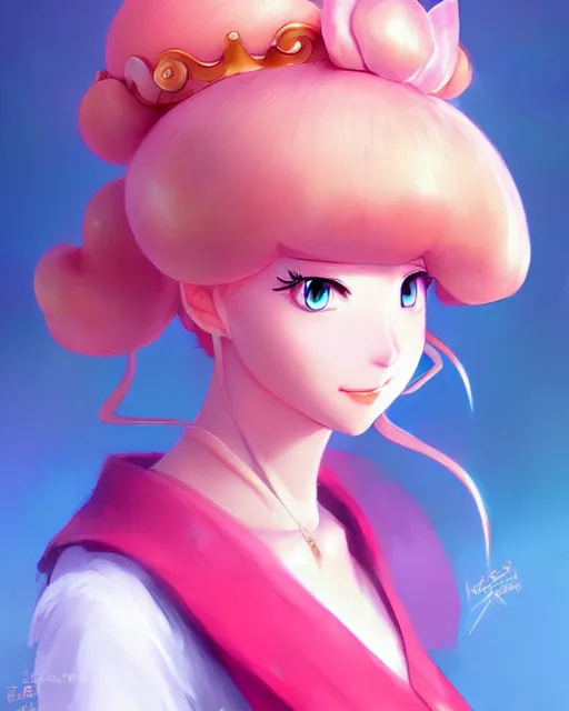 Prompt: princess peach from nintendo, portrait shinkai makoto studio ghibli studio key hideaki anno sakimichan stanley artgerm lau rossdraws james jean marc simonetti elegant highly detailed digital painting artstation pixiv