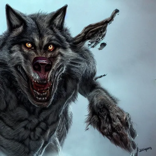 Image similar to werewolf, Photo, Realistic, Hyper detailed,