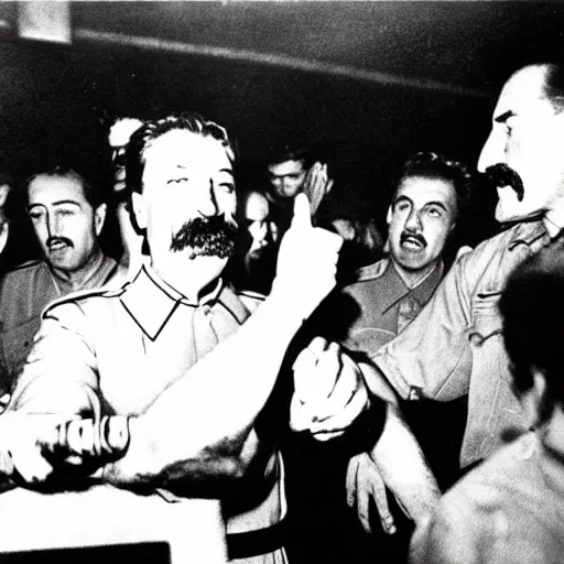 Prompt: stalin is the dj at a rave party, photography