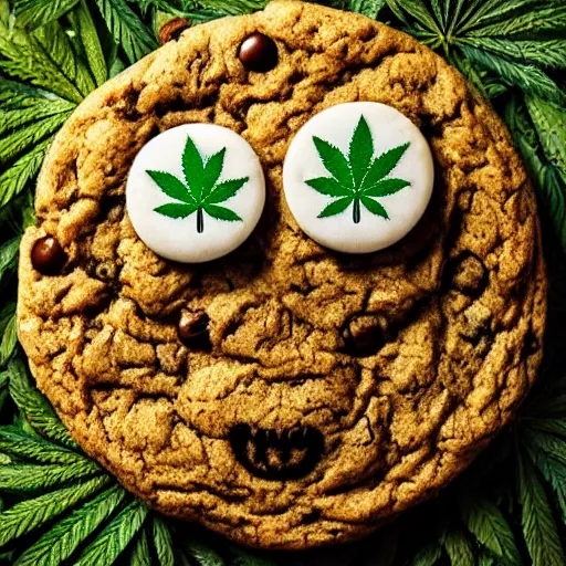 Image similar to cookie monsta made of weed buds eating a cookie photography portrait trichome monster stylised jonathan zawada soft lighting