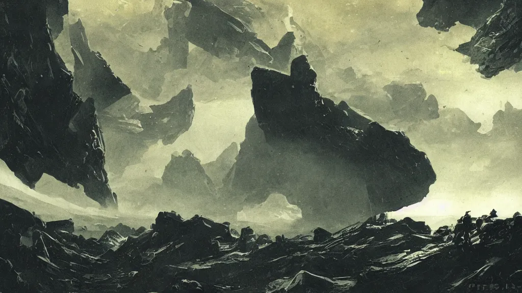 Image similar to a low gravity alien landscape illustrated by peder balke