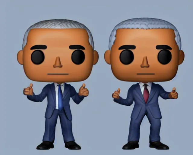 Prompt: full body 3d render of barack obama as a funko pop, packaging, studio lighting, white background, blender, trending on artstation, 8k, highly detailed