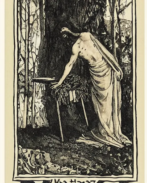 Image similar to a print of the magician tarot card by max klinger