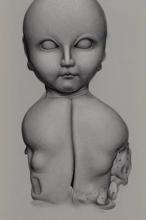 Prompt: highly detailed drawing of 2 dolls body and head mixed up by Hans Bellmer