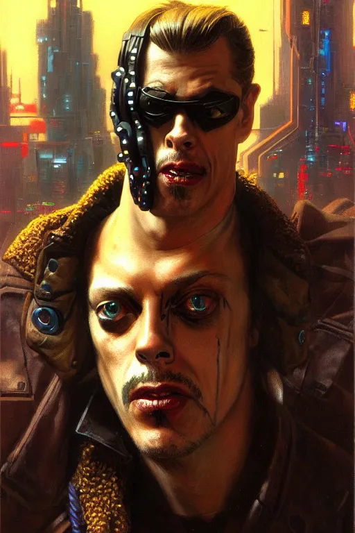 Image similar to cyberpunk steve buscemi, character design, painting by gaston bussiere, katsuya terada, frank frazetta, tom of finland, trending on artstation