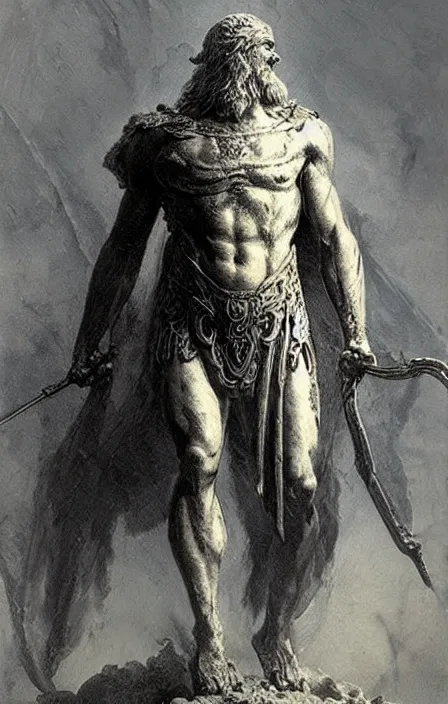 Image similar to zeus god, wearing thunder armor, ancient greek ornamented armor, beksinski, weta workshop concept art