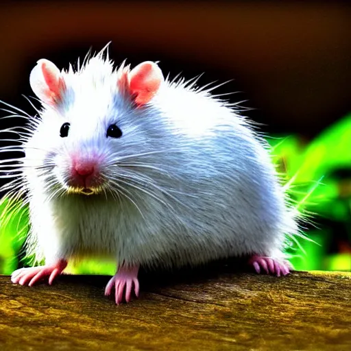 Image similar to fuzzy cute white rat hdr photography award winning