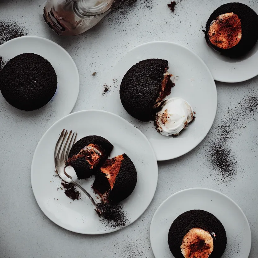 Prompt: Lava Cake, Lava, Cake, 8k, recipe, photography, 35mm lens