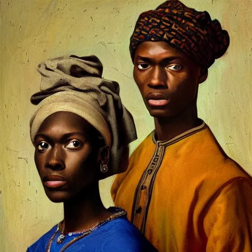 Image similar to A 14th century african renaissance oil painting of Jerma985, portrait of Jerma985, grainy, realistic, very realistic, hyperrealistic, highly detailed, very detailed, extremely detailed, very neat, very epic, very cool, detailed, trending on artstation, made by Jean-Michel Basquiat and Henry Taylor, no crop