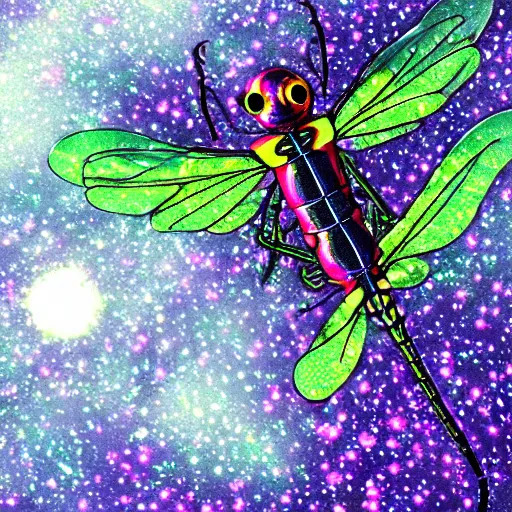 Image similar to the alien cosmic dragonfly looks into your eyes with its eyes at the end of all of time and space and life