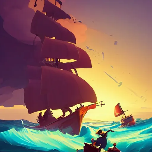 Image similar to painting treasure on sea of thieves game smooth median photoshop filter cutout vector, behance hd by jesper ejsing, by rhads, makoto shinkai and lois van baarle, ilya kuvshinov, rossdraws global illumination