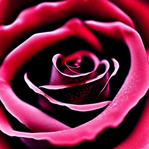 Image similar to award - winning macro of a beautiful black rose made of glowing molten magma