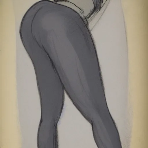 Image similar to milt kahl sketch of thick cuban girl wearing black yoga pants