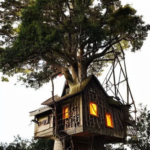 Image similar to tree house, histroric. cinematic, perfect lighting, myitical, giant, highly detailed