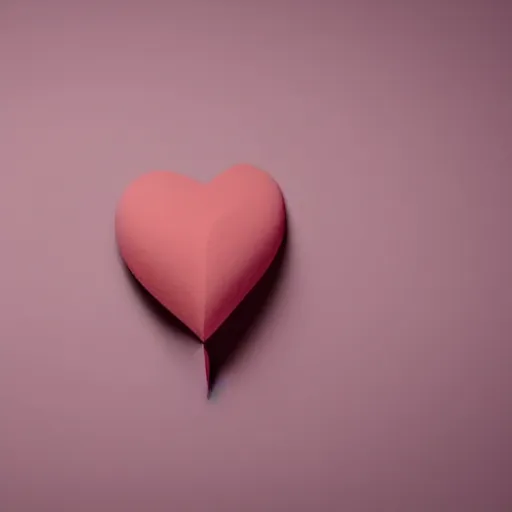 Prompt: 3d render of a red clay heart shape in the middle of a gray sheet of paper, range of pastel colors on the left side