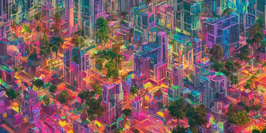 Image similar to Bustling vivid utopian city reimagined by Max Hay, fisheye lens!!!, 100mm photography, trending on artstation, 4k, 8k, lens distortion, chromatic aberration, soft focus blur, photorealistic imagery, photorealistic details, intricate, highly detailed