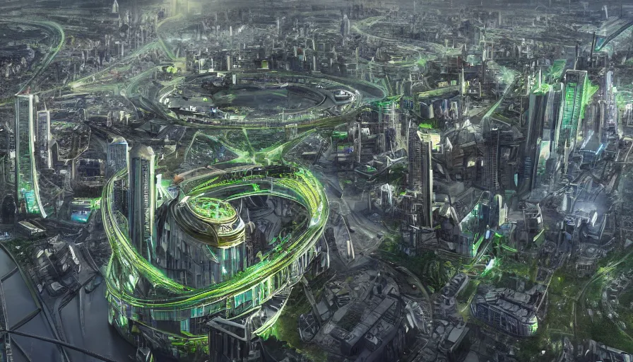 Premium AI Image  Aerial view of a solarpunk city