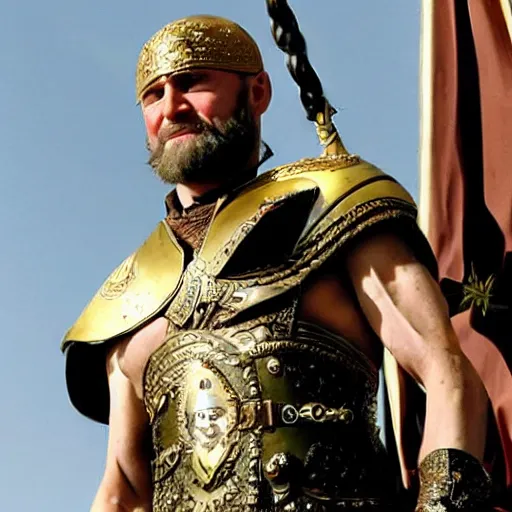 Image similar to Putin as Leonidas in the movie 300