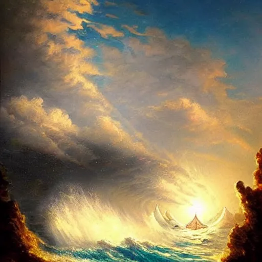 Prompt: a beautiful epic wondrous fantasy painting of the ocean