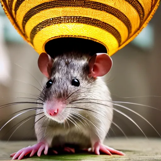 Prompt: photo of a rat wearing a sombrero