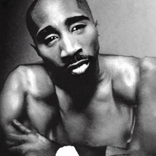 Image similar to a photo of 2 pac if he was a white male and blew up the rap industry.