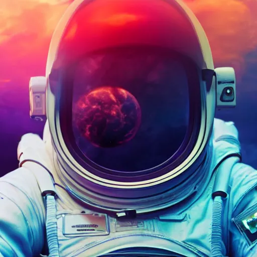 Image similar to rainbow vapor wave astronaut movie still, cinematic, photorealistic, extreme detail, sharp focus, 8 k, intricate, hyper detailed, realistic, cinematic lighting