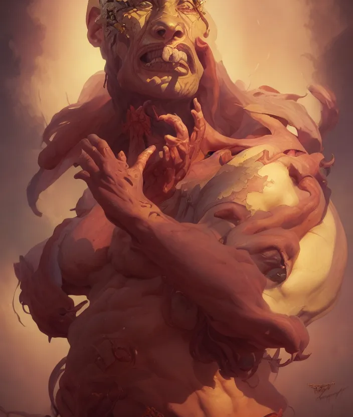 Image similar to excellent painted portrait of the grand demon tyrant, high quality masterpiece painting with detailed face, 4k, trending on artstation, octane render, art by artgerm and greg rutkowski and alphonse mucha and craig mullins and James Jean and Andrei Riabovitchev and Marc Simonetti and peter mohrbacher