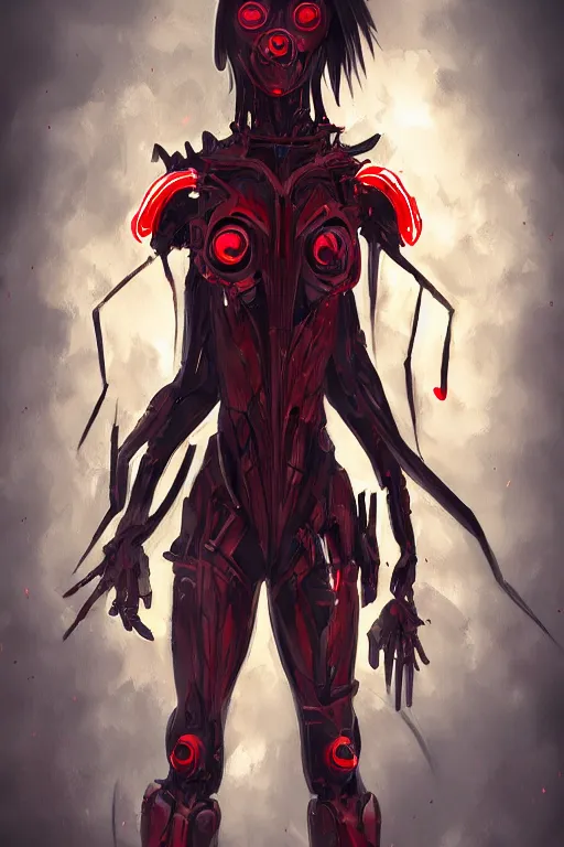 Prompt: a humanoid figure saboteur, red eyes, highly detailed, digital art, sharp focus, ambient glow, trending on art station, anime art style